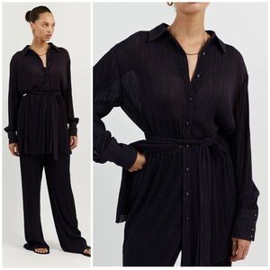 DISSH Porter Ink Plisse Collared Dark Navy Shirt Blouse 8